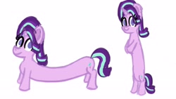 Size: 3840x2160 | Tagged: safe, artist:llamalauncher, starlight glimmer, pony, unicorn, bipedal, long glimmer, long pony, meme, smiling, solo