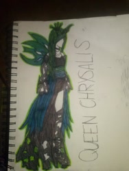 Size: 720x960 | Tagged: safe, artist:snowchrysalis, queen chrysalis, human, cosplay, design, humanized, sketchbook, solo, traditional art