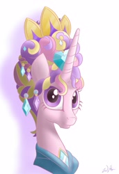 Size: 2600x3800 | Tagged: safe, artist:givenheart, princess cadance, alicorn, pony, alternate hairstyle, ceremonial headdress, crown, solo