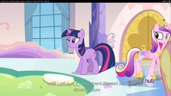 Size: 1920x1080 | Tagged: safe, screencap, princess cadance, twilight sparkle, alicorn, pony, games ponies play, youtube caption