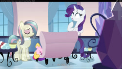 Size: 1920x1080 | Tagged: safe, screencap, princess cadance, rarity, alicorn, pony, unicorn, games ponies play, youtube caption