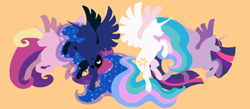 Size: 2300x1000 | Tagged: safe, artist:kibi, princess cadance, princess celestia, princess luna, twilight sparkle, twilight sparkle (alicorn), alicorn, pony, alicorn tetrarchy, female, line-up, mare, minimalist, princess