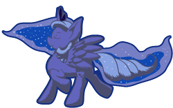 Size: 576x361 | Tagged: safe, artist:thepiplup, princess luna, alicorn, pony, eyes closed, simple background, solo