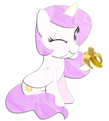 Size: 900x1000 | Tagged: safe, artist:narflarg, princess celestia, alicorn, pony, banana, eating, food, magic, solo