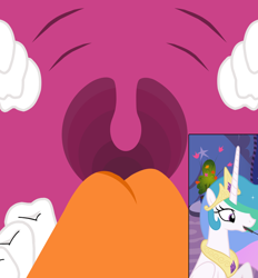 Size: 800x863 | Tagged: safe, artist:miketheelephantbrony, princess celestia, alicorn, pony, endoscopic cam, implied vore, maw, uvula