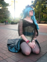 Size: 1024x1365 | Tagged: safe, artist:disimprison, queen chrysalis, human, convention, cosplay, glasses, irl, irl human, kumoricon, kumoricon 2013, photo, solo