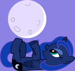 Size: 1030x982 | Tagged: safe, artist:imageconstructor, princess luna, alicorn, pony, .svg available, filly, moon, on back, simple background, solo, svg, tangible heavenly object, vector, woona