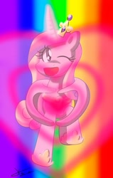 Size: 982x1546 | Tagged: safe, artist:otakon, princess cadance, alicorn, pony, one eye closed, open mouth, solo, wink