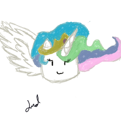 Size: 500x500 | Tagged: safe, artist:mochifairy, princess celestia, alicorn, pony, crown, cute, cutelestia, horn, jewelry, marshmallow, regalia, solo, wat, wings