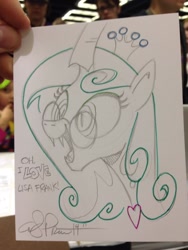 Size: 768x1024 | Tagged: safe, artist:andypriceart, idw, queen chrysalis, reversalis, changeling, changeling queen, glasses, lisa frank, mirror universe, solo, traditional art