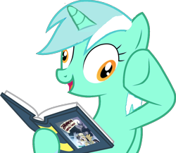 Size: 960x832 | Tagged: safe, artist:detectivebuddha, lyra heartstrings, derp, reading, simple background, transparent background