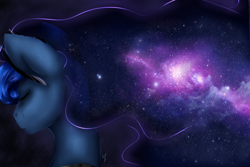 Size: 4500x3000 | Tagged: safe, artist:kobayashi-maruu, princess luna, alicorn, pony, absurd resolution, bust, ethereal mane, female, galaxy mane, mare, portrait, solo, the cosmos, transparent mane