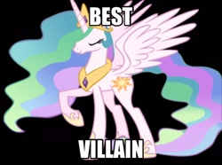 Size: 1494x1112 | Tagged: safe, princess celestia, alicorn, pony, antagonist, are you kidding me, background pony strikes again, cuckolding in the description, image macro, meme, op is a cuck, op is trying to start shit, pinklestia, solo, tyrant celestia