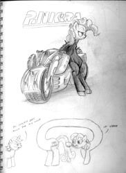 Size: 747x1024 | Tagged: safe, artist:docwario, derpibooru import, bon bon, lyra heartstrings, pinkie pie, sweetie drops, earth pony, pony, unicorn, akira, longbon, traditional art