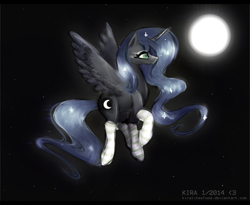 Size: 2928x2402 | Tagged: safe, artist:kiralikesfood, princess luna, alicorn, pony, clothes, moon, socks, solo