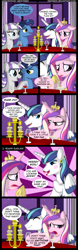 Size: 1340x4295 | Tagged: safe, artist:veggie55, night light, princess cadance, shining armor, twilight velvet, alicorn, pony, unicorn, comic, crossdressing, earring, implied proposal, makeup