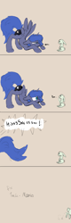 Size: 1400x4356 | Tagged: safe, artist:darkflame75, princess luna, alicorn, hengstwolf, pony, rabbit, comic, cute, filly, hissing, lunadoodle, wereluna, werewoona, woona