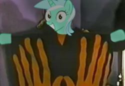 Size: 518x357 | Tagged: safe, lyra heartstrings, pony, unicorn, background pony, female, hand, irrational exuberance, manos the hands of fate, mare, smiling, that pony sure does love hands