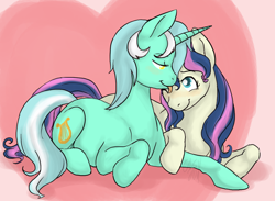 Size: 1148x841 | Tagged: safe, artist:cartoonlion, bon bon, lyra heartstrings, sweetie drops, earth pony, pony, unicorn, female, lesbian, licking, lyrabon, shipping