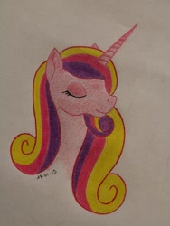 Size: 450x600 | Tagged: safe, artist:veilleurdechagrin, princess cadance, alicorn, pony, female, horn, solo, traditional art