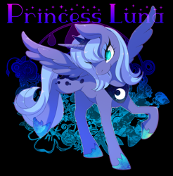 Size: 1000x1018 | Tagged: safe, artist:zakro, princess luna, alicorn, pony, pixiv, s1 luna, solo