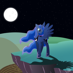 Size: 3972x3975 | Tagged: safe, artist:auburnborbon, princess luna, alicorn, pony, .svg available, female, mare, moon, night, solo, vector