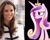 Size: 912x735 | Tagged: source needed, safe, princess cadance, alicorn, human, pony, clothes, crown, female, horn, irl, irl human, kate middleton, look-alike, mare, multicolored mane, pink coat, smiling, teeth, wings