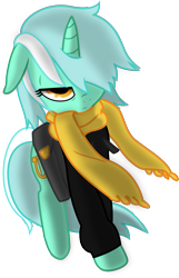 Size: 1933x2994 | Tagged: safe, artist:doctor-derpy, artist:paradoxbroken, lyra heartstrings, fanfic:background pony, clothes, hoodie, lidded eyes, messy mane, scarf, simple background, solo, transparent background, vector