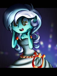 Size: 778x1026 | Tagged: safe, artist:syico, lyra heartstrings, human, clothes, dress, hooves, humanized, lyre, solo