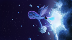 Size: 2300x1300 | Tagged: safe, artist:makc-hunter, princess luna, alicorn, pony, female, horn, mare, simple background, solo