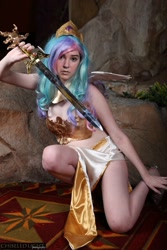 Size: 1366x2048 | Tagged: safe, artist:lochlan o'neil, princess celestia, human, cosplay, irl, irl human, midriff, photo, solo