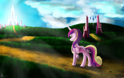 Size: 1900x1200 | Tagged: safe, artist:bronyontheway, princess cadance, alicorn, pony, crystal empire, female, grass, mare, solo