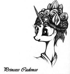 Size: 760x801 | Tagged: safe, artist:applepie5480, princess cadance, alicorn, pony, alternate hairstyle, monochrome, solo, trace, traditional art