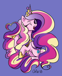 Size: 1049x1265 | Tagged: safe, artist:lisaorise, princess cadance, alicorn, pony, female, happy, one eye closed, smiling, solo, wink