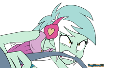 Size: 4820x2710 | Tagged: safe, artist:tonystorm12, lyra heartstrings, all's fair in love and friendship games, equestria girls, friendship games, absurd resolution, angry, barbell, bending, clothes, headphones, jewelry, necklace, pendant, show accurate, signature, simple background, solo, transparent background