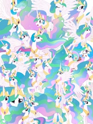 Size: 1200x1600 | Tagged: safe, artist:lozpony, princess celestia, alicorn, pony, celestellation, collage, multeity, so much pony, vector