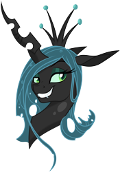 Size: 2738x3906 | Tagged: safe, artist:gray-gold, artist:probablyfakeblonde, queen chrysalis, changeling, changeling queen, bedroom eyes, fangs, female, grin, looking at you, portrait, simple background, smiling, smug, solo, svg, transparent background, vector