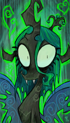 Size: 476x832 | Tagged: dead source, safe, artist:kaliptro, queen chrysalis, changeling, changeling queen, female, horn, solo