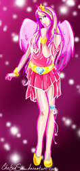 Size: 558x1181 | Tagged: safe, artist:chelseasnow, princess cadance, human, digital art, female, horned humanization, humanized, signature, solo, winged humanization