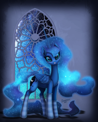 Size: 3615x4480 | Tagged: safe, artist:shaadorian, princess luna, alicorn, pony, clothes, socks, solo, striped socks