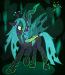 Size: 700x810 | Tagged: safe, artist:gotwin, queen chrysalis, changeling, changeling queen, female, horn, pixiv, solo