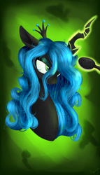 Size: 2000x3500 | Tagged: safe, artist:alicjaspring, queen chrysalis, changeling, changeling queen, brushie, brushing, hairbrush, solo