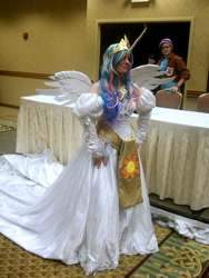 Size: 3000x4000 | Tagged: artist needed, safe, princess celestia, human, 2013, clothes, convention, cosplay, dress, irl, irl human, photo, solo, st. louis crystal fair