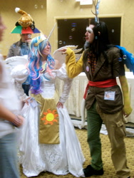 Size: 3000x4000 | Tagged: artist needed, safe, artist:necros66, discord, princess celestia, human, 2013, bubble, clothes, convention, cosplay, dress, irl, irl human, photo, st. louis crystal fair