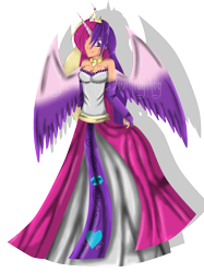 Size: 3080x4107 | Tagged: safe, artist:jezminedevilhedgehog, princess cadance, breasts, clothes, female, horned humanization, humanized, solo, winged humanization