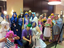 Size: 960x720 | Tagged: artist needed, safe, artist:necros66, derpy hooves, discord, fluttershy, pinkie pie, princess cadance, princess celestia, princess luna, rarity, twilight sparkle, human, cosplay, group photo, irl, irl human, photo, st. louis crystal fair