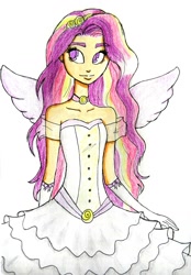 Size: 1000x1440 | Tagged: safe, artist:natsunohuyana, princess cadance, humanized, solo, traditional art, winged humanization