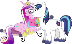 Size: 6000x3670 | Tagged: safe, artist:powerpuncher, princess cadance, shining armor, oc, alicorn, pony, unicorn, female, foal, male, offspring, parent:princess cadance, parent:shining armor, parents:shiningcadance, shiningcadance, shipping, simple background, straight, transparent background, vector