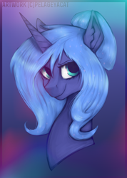 Size: 1252x1759 | Tagged: safe, artist:risterdus, princess luna, alicorn, pony, portrait, s1 luna, solo, younger