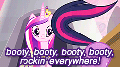 Size: 245x138 | Tagged: safe, edit, edited screencap, screencap, princess cadance, twilight sparkle, unicorn twilight, alicorn, pony, unicorn, friendship is witchcraft, animated, ass up, booty booty booty booty rockin' everywhere, bubba sparxxx, butt shake, confused, face down ass up, female, foaly matripony, frown, gif, gif for breezies, mare, ms. new booty, picture for breezies, plot, song reference, subtitles, twibutt, wide eyes